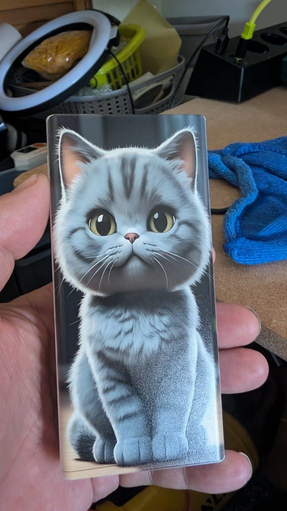 UV-print voorbeeld op materiaal