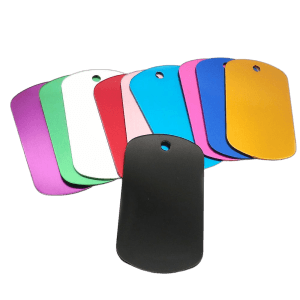 Gekleurde dog tags 50x30x1mm alle kleuren