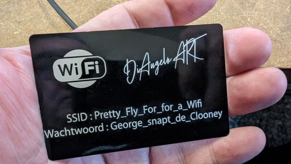 Aluminium wifi kaartje met eigen tekst