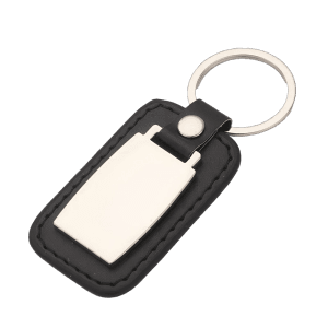Sleutelhanger leder met metalen plaatje